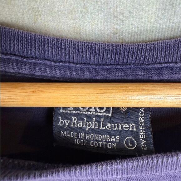 VTG 90s Polo Ralph Lauren T Shirt Mens Sz L Navy Blue Pocket Pony Logo - Picture 6 of 7